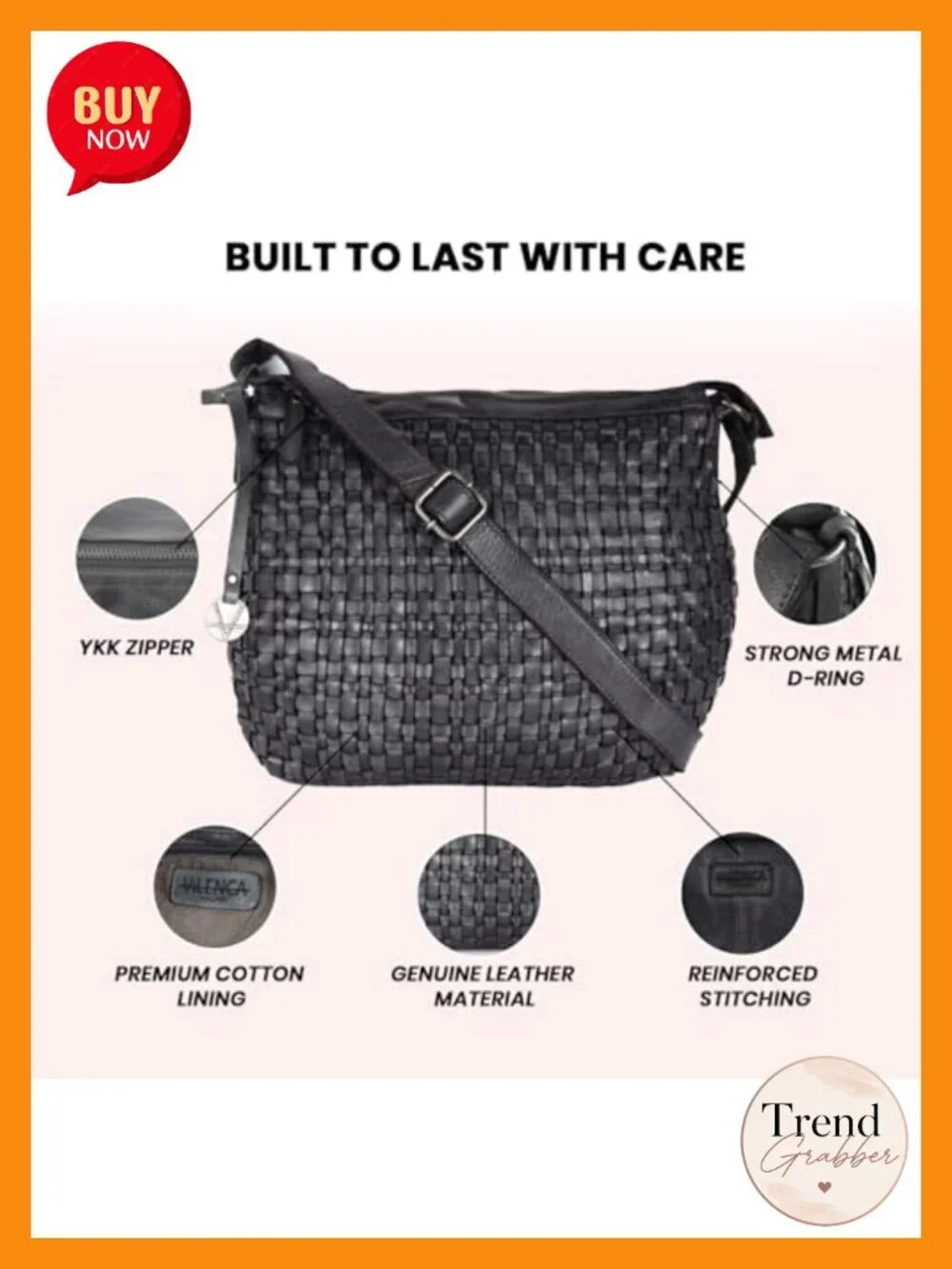 Genuine Leather Crossbody Sling Bag Purse for Women Adjustable Strap Handbag